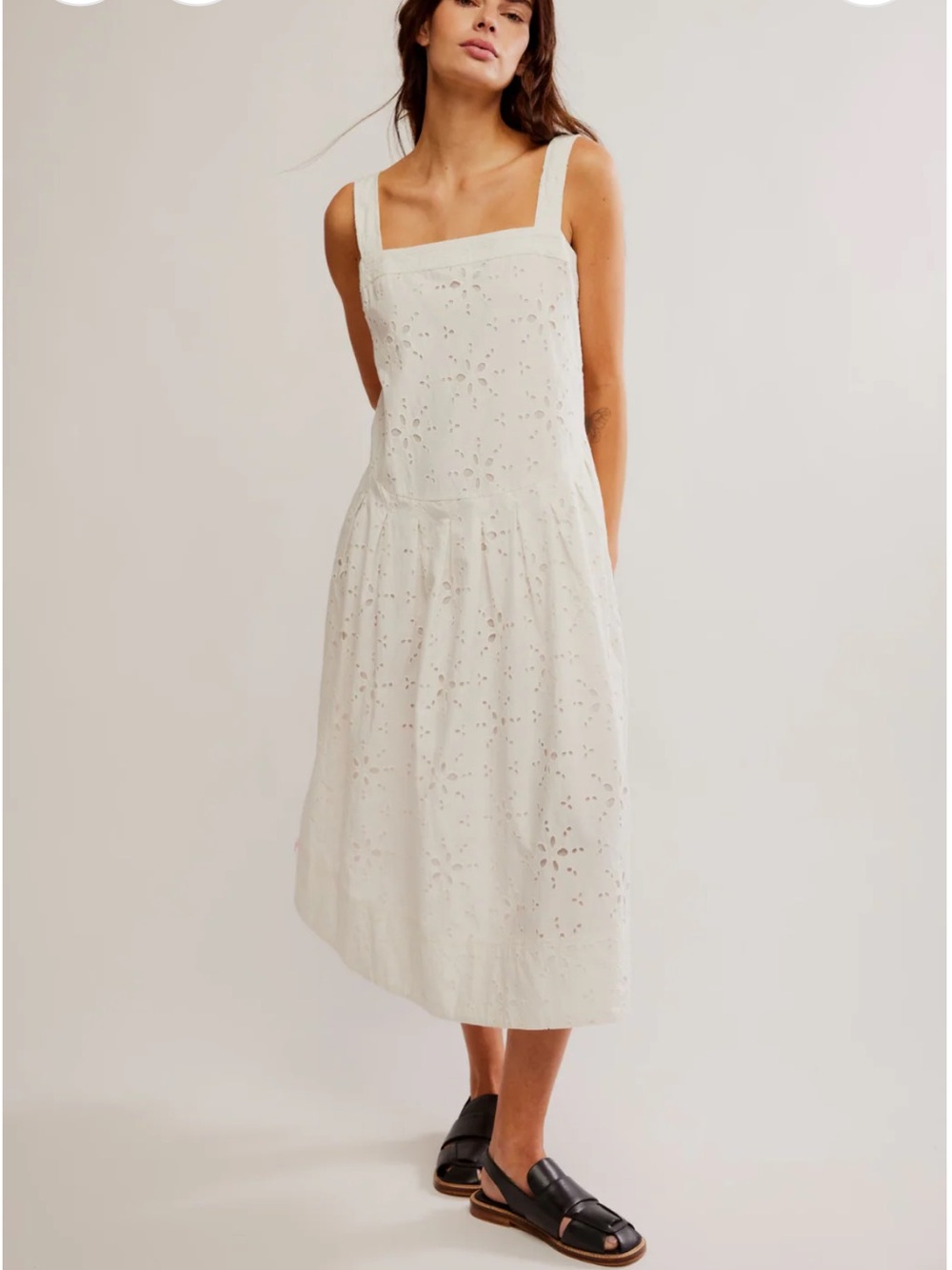 Free People Primavera Eyelet Square-Neck Midi Dress - Picture 1 of 9